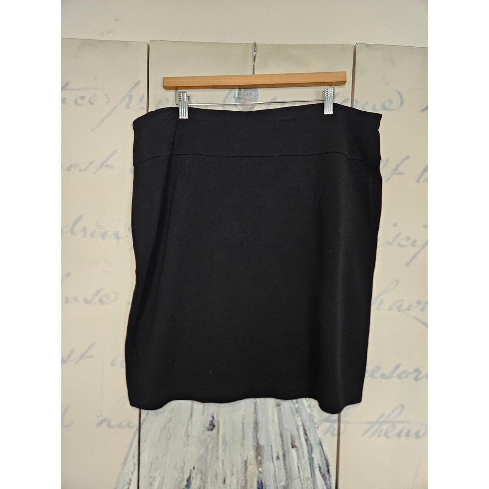 Eileen Fisher Pencil Skirt XL Black‎ Stretch Knit High Waist Minimalist Office